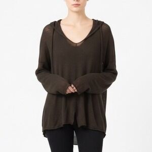 INHABIT Linen Deep V Neck Long Sleeve Lightweight Pullover Top Womens L
